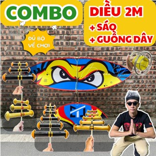  Combo diều sáo 2m hàng thường  Diều + Sáo 3 5 quả + Dây  đủ bộ - Giảm giá mẫu cũ - Tặng đồ sửa chữa 