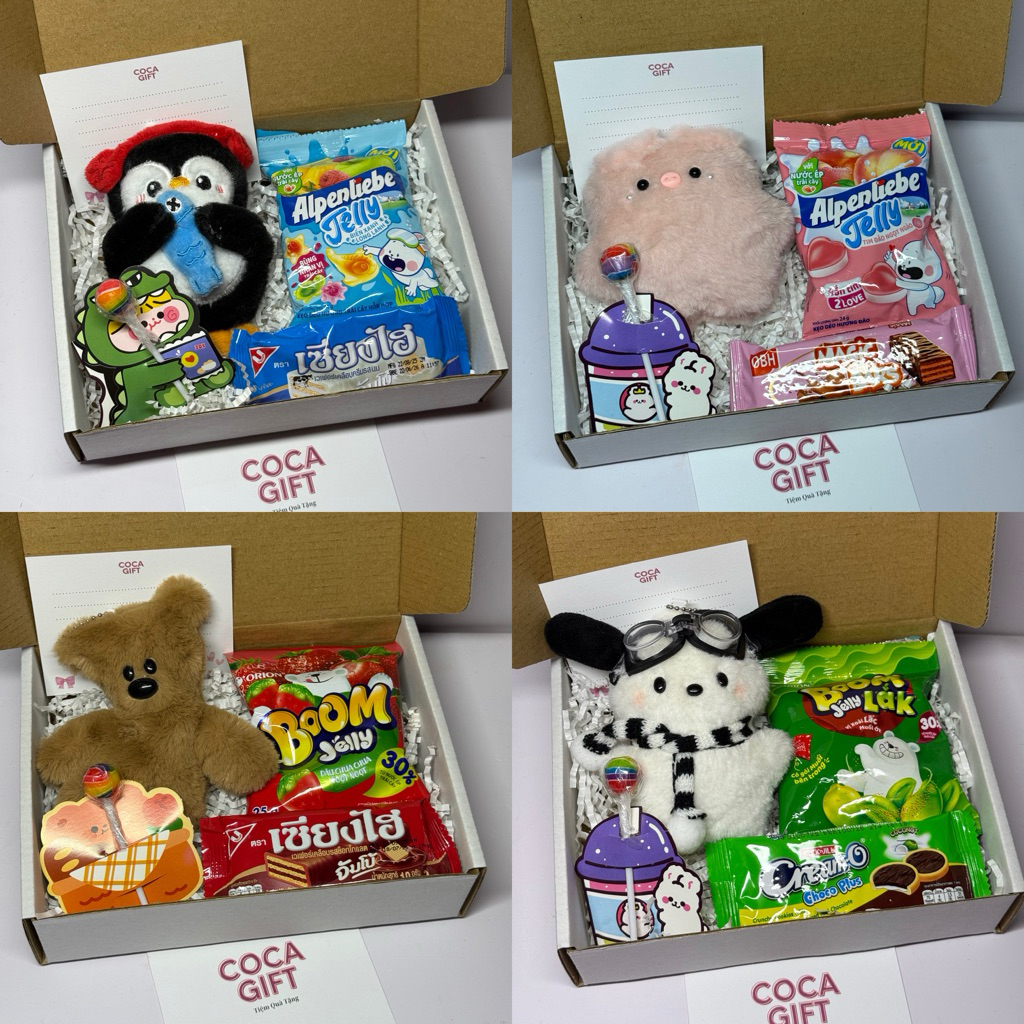 (Kèm Thiệp) Set Quà Cún Phi Cơ,Cánh Cụt, Heo,Gấu Dành Tặng Người Yêu, Bạn Bè Nhân Dịp Sinh Nhật, Kỉ Niệm...