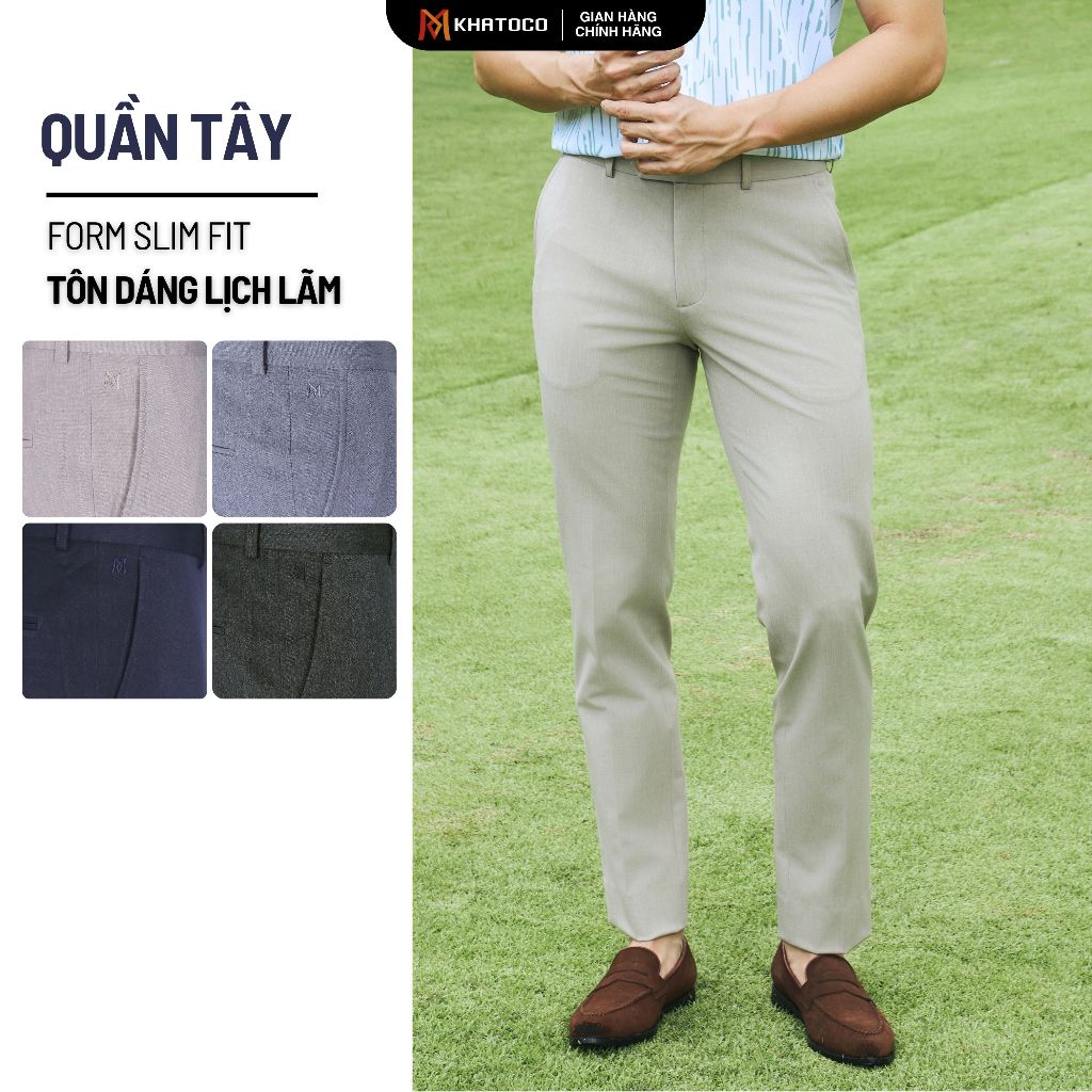 Quần tây nam KHATOCO form Slim Fit form slim fit tôn dáng lịch lãm mã 18426