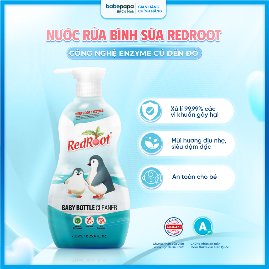 Nước Rửa Bình Sữa Cho Bé Redroot, Rửa Bình Sữa, Rửa Chén Bát Hữu Cơ  Đậm Đặc x3 Lần Không Mùi Hàn Quốc Chai 750ml