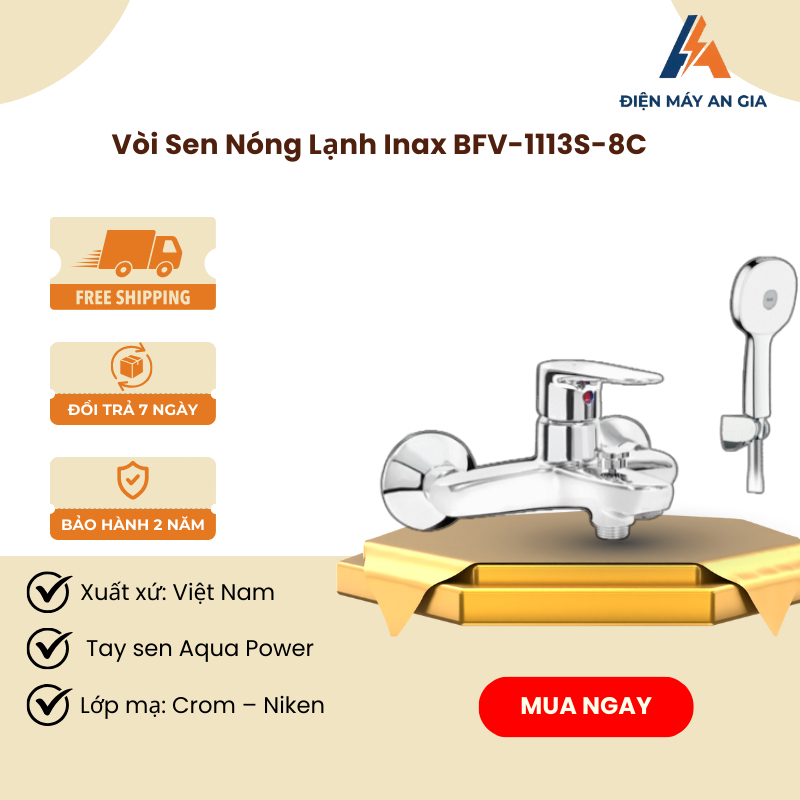 Vòi Sen Tắm Nóng Lạnh BFV-1113S-8C - Tay Vặn Tiết Kiệm Nước - Vòi Nước Ít Chì - Aqua Power - PEB