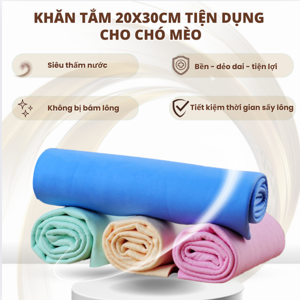 Khăn Tắm MASTERCARE Cho Chó Mèo 20x30cm – Thấm Nhanh, Lau Sạch, Siêu Tiện Dụng