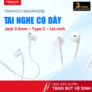  Tai Nghe Có Dây TRANYOO T-R12 R13 R14 Thiết Kế Nhét Tai Phù Hợp Nhu Cầu Văn Phòng Học Tập Giải Trí 