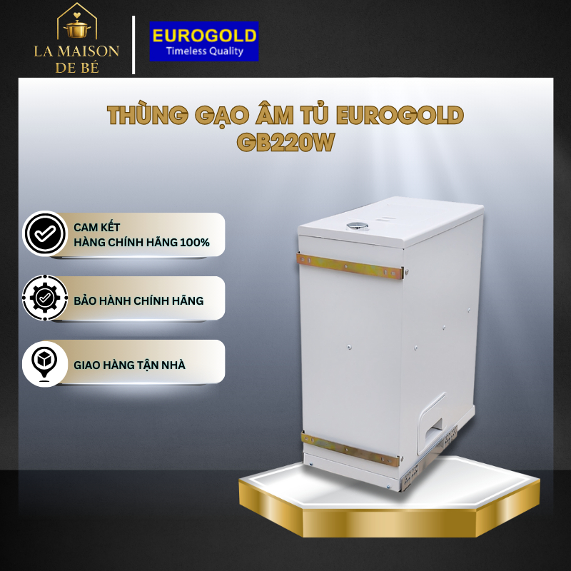 Thùng Gạo Âm Tủ 300mm Eurogold GB220W - Sức Chứa 18Kg - Thiết Kế Tinh Xảo, Nhỏ Gọn - LMS