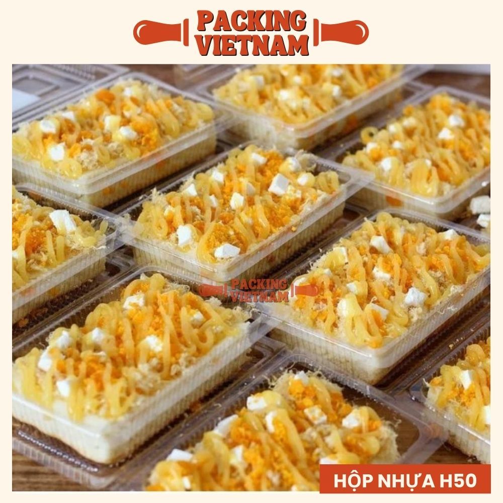Hộp nhựa H50 - Hộp nhựa H50 đựng bánh su kem - Hộp nhựa H50 đựng bánh tráng trộn