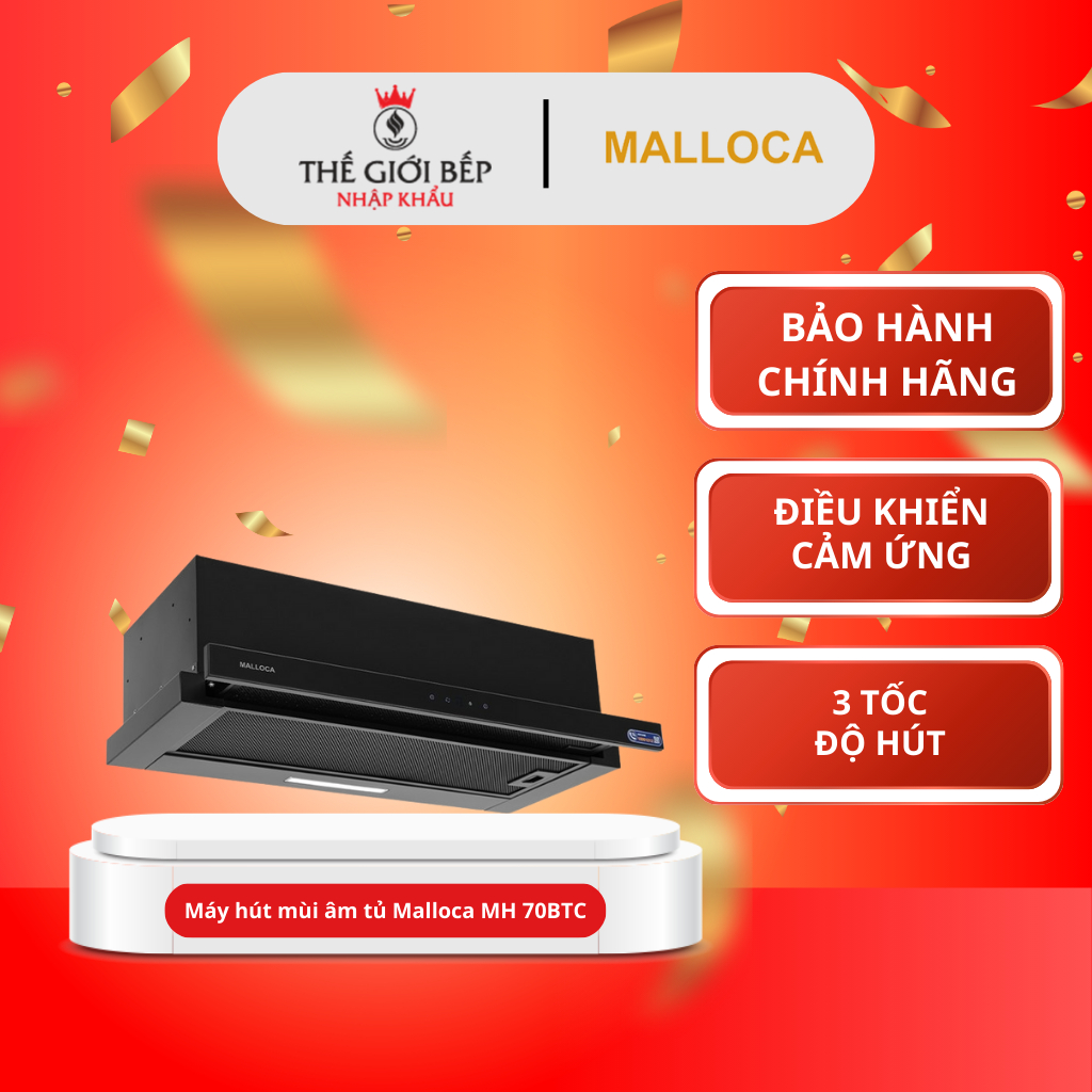 Máy hút mùi âm tủ Malloca MH 70BTC - Thiết Kế Gọn Gàng, Hút Mạnh, Hoạt Động Êm
