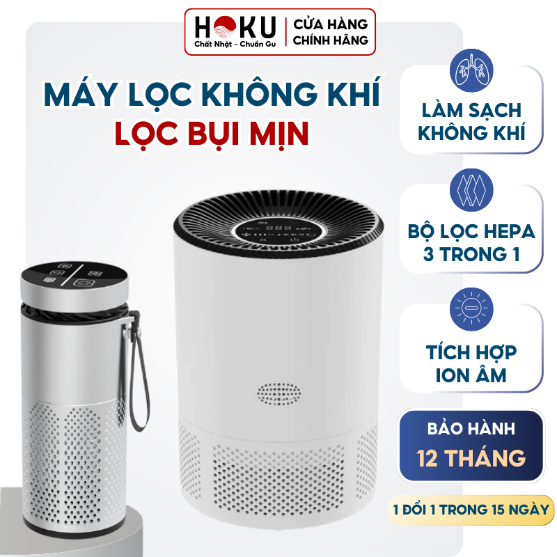 Máy Lọc Không Khí HOKU, Khử Mùi Diệt Khuẩn, Bộ Lọc Hepa Điều Chỉnh Cảm Ứng Diệt Khuẩn Bụi Mịn LKK01