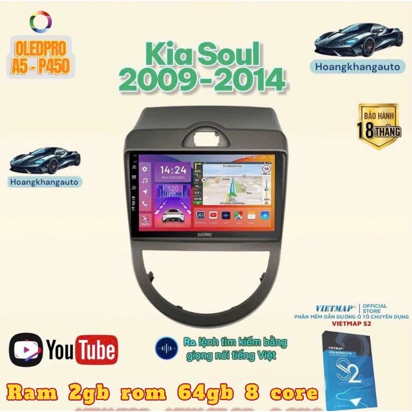 Màn Hình OLEDPRO A5 _ P450 theo xe Kía Soul 2009-2014, kèm dưỡng 9 inch và jack zin