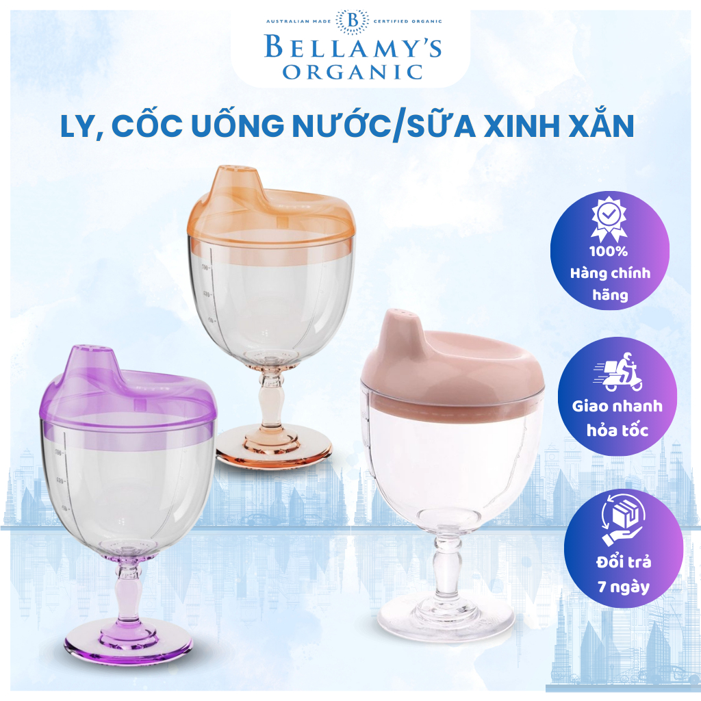 Ly uống nước/sữa xinh xắn cho bé chống rò rỉ cho bé - Nhiều màu, Cao Cấp - Bellamy's organic