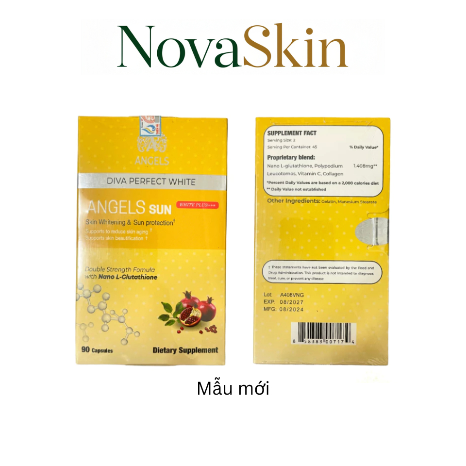 [90 viên] Viên uống DIVA PERFECT WHITE ANGELS SUN WHITE PLUS+++ Skin Whitening and Sun Protection ch