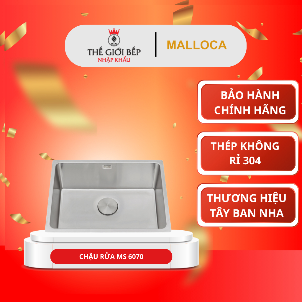 Chậu rửa chén Malloca MS 6070 - Kiểu Dáng Hiện Đại, Chống Gỉ Sét Tối Ưu