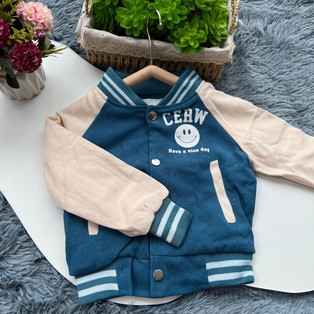 [Kem House] Áo bomber nỉ 2 màu đỏ- xanh dương kiểu dáng thể thao Sport