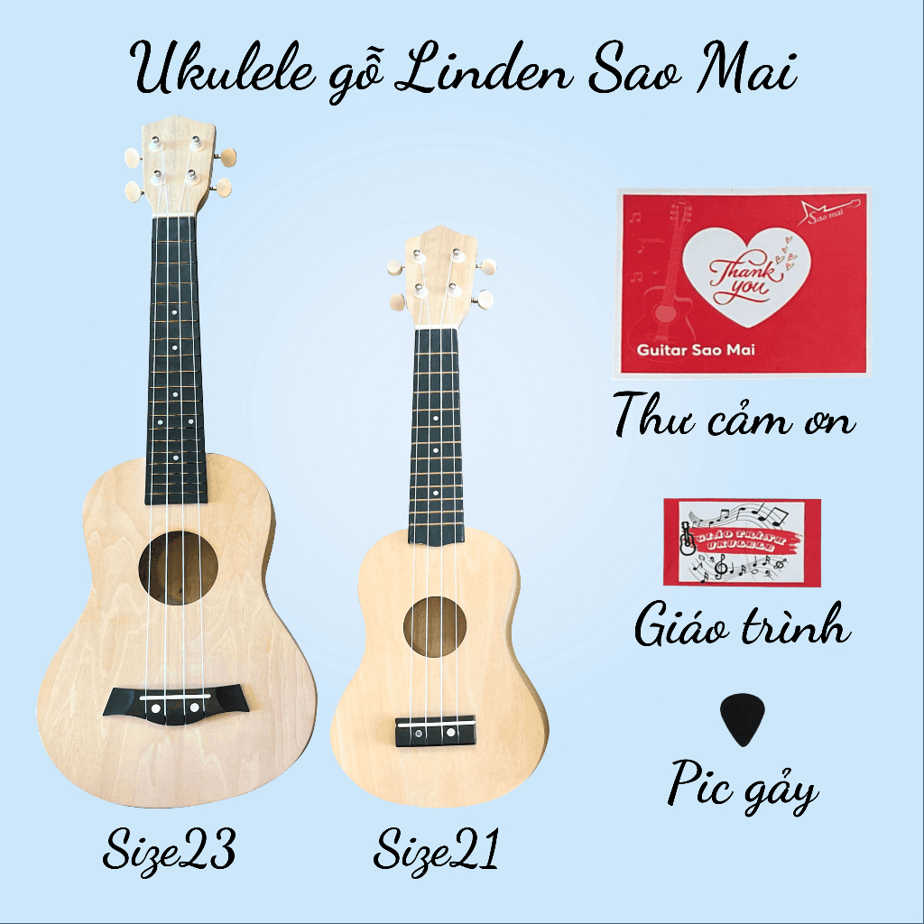 Đàn Ukulele Sao Mai Gỗ - Size Concert 23 inch