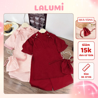   TẶNG TÚI  Set áo dài cách tân Thiên Dao vải gấm tay cánh tiên cho bé gái và mẹ LALUMI KIDS 