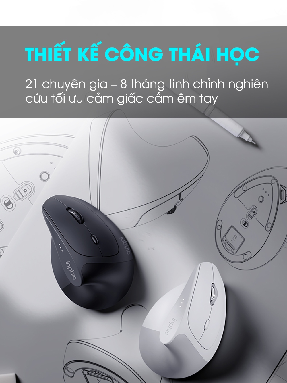 Chuột không dây công thái học INPHIC X9