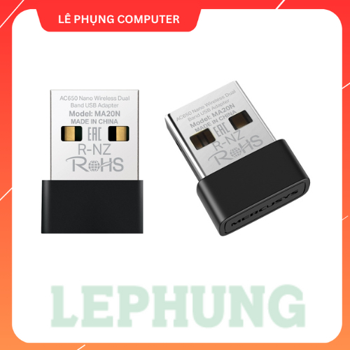 MA20N USB WIFI AC650 Mercusys| 2 băng tần 2.4 & 5.0 GHz | Dễ cài đặt | Hỗ trợ Windows 11/10 | Bảo hà