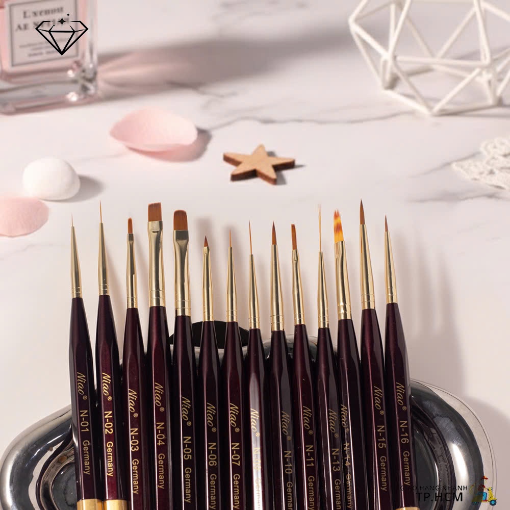 Cọ Niao nail vẽ móng đủ bộ chuyên nghiệp Bộ cọ Niao Germany lông chồn cao cấp Nails DIamond
