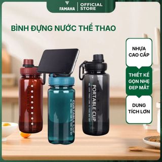  Bình đựng nước thể thao FAMAHA dung tích lớn nắp kín chống tràn phù hợp tập gym chạy bộ và đi học 