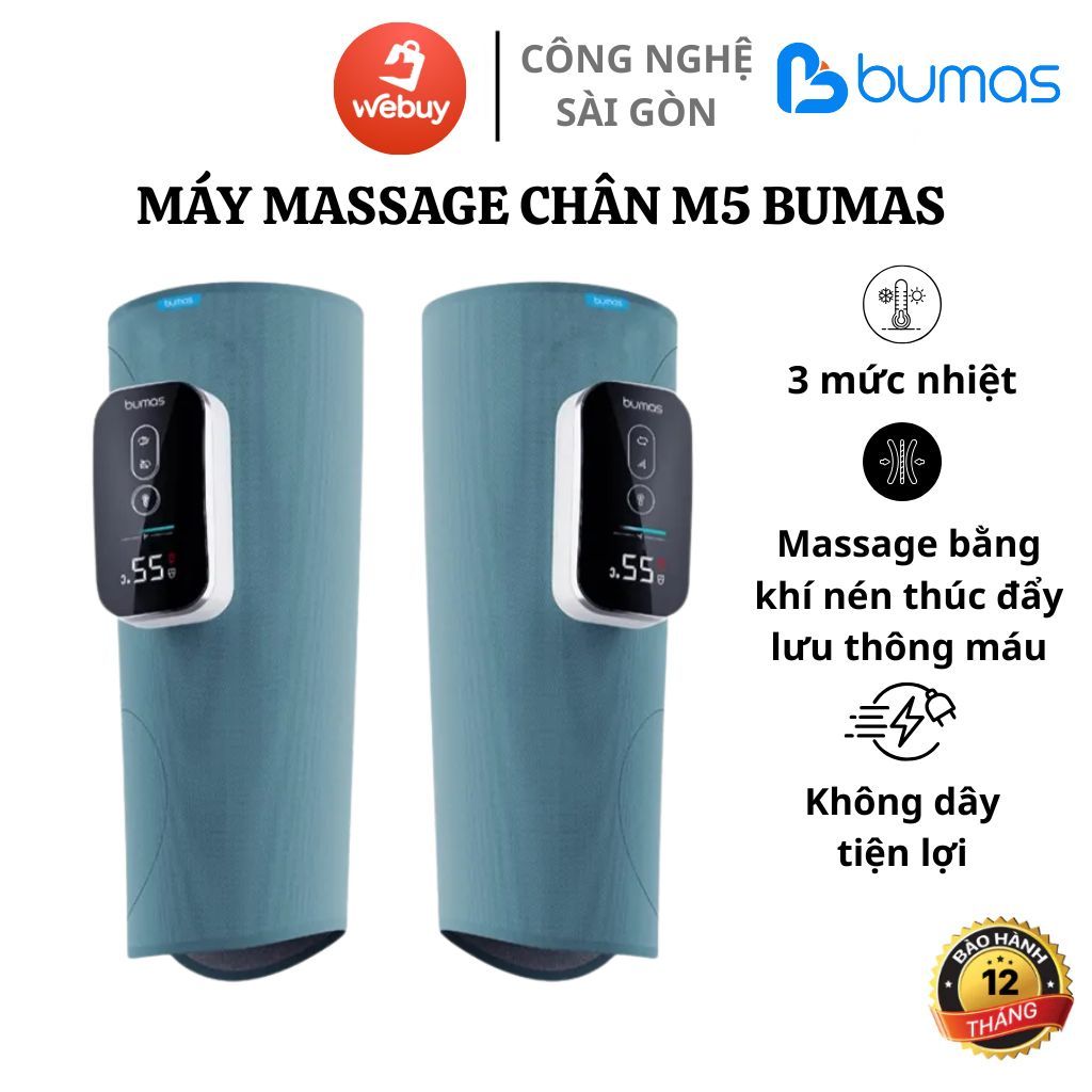 Máy Massage Chân BUMAS M5 - Massage Bắp Chân Bằng Cơ Chế Khí Nén Kết Hợp Chườm Ấm Giảm Đau Hiệu Quả