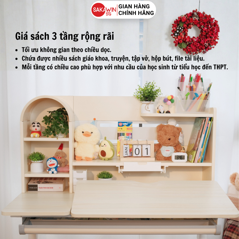 (BẢN ĐẶC BIỆT) Bộ bàn học sinh cao cấp Sakawin S110 Bàn học thông minh chống gù chống cận cho bé. | BigBuy360 - bigbuy360.vn