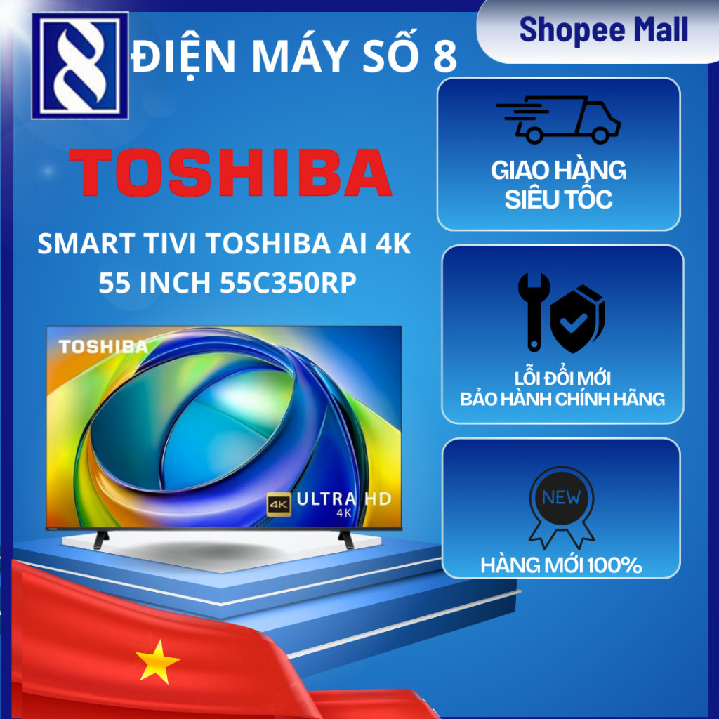 Điện Máy Số 8 | 55C350RP | Smart Tivi Toshiba AI 4K 55 inch 55C350RP - Chính Hãng