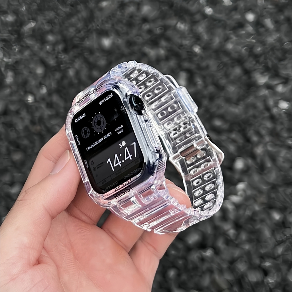 Dây đeo đồng hồ thông minh, dây đeo trong suốt chống nước Áp dụng cho Apple Watch 9 8 7 SE 41 45MM 4