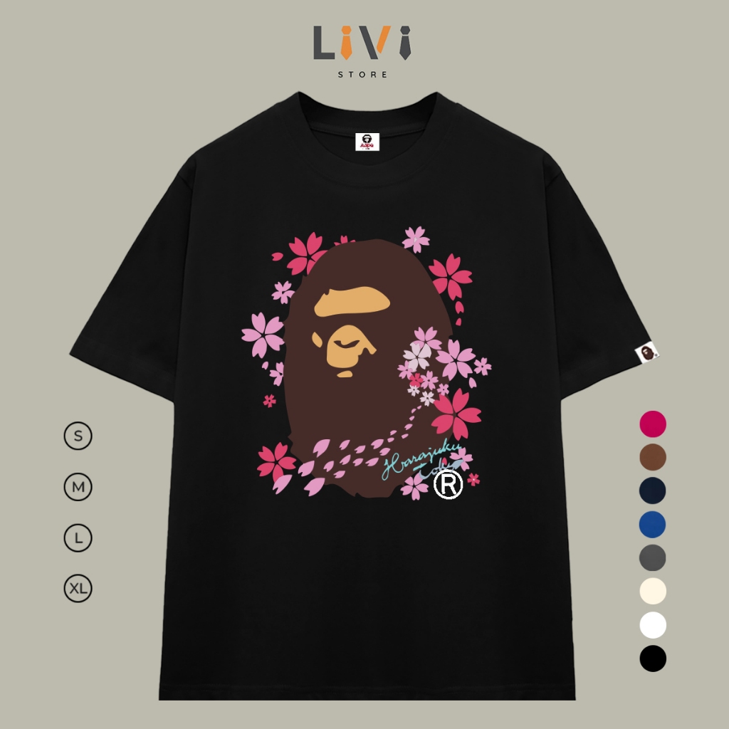 Áo Thun APE Sakura Cotton Cao Cấp Form Rộng LIVI022 - LiVi Store