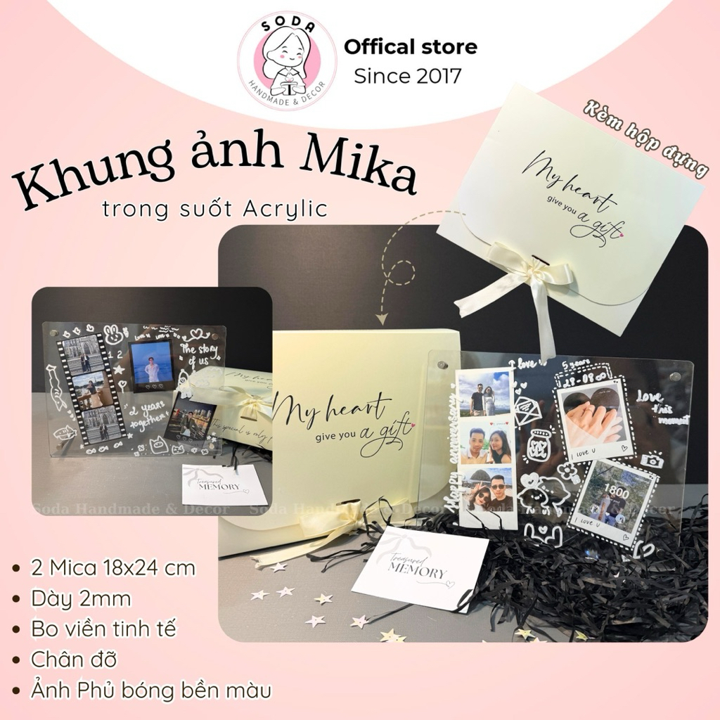 [Kèm hộp]Set Khung Ảnh Mica trong suốt+Ảnh In Phủ Bóng Cao Cấp, Hộp Quà – Quà Sinh Nhật, Anniversary