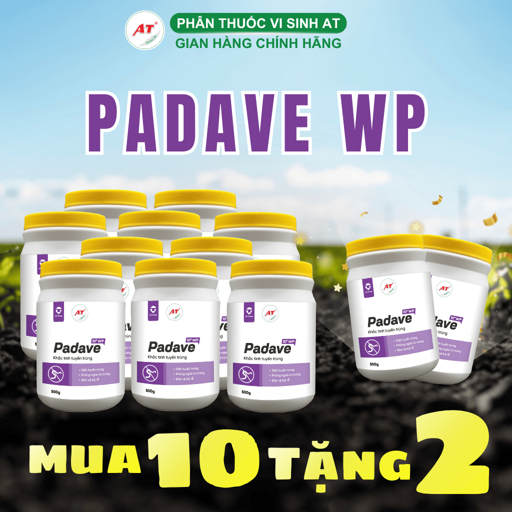 Combo 10 hũ (tặng 2) Padave WP Xử Lý Tuyến Trùng, Sạch Trứng Tuyến Trùng