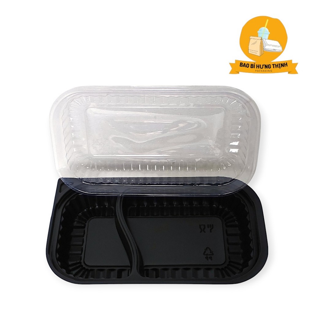 【GIÁ TỐT】Hộp nhựa cứng JADEBOX HT17 – hộp đựng 2 ngăn, nắp trong suốt, đáy đen