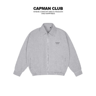  Áo khoác nam Boxy HURA phom rộng CAPMAN CLUB họa tiết kẻ sọc trắng đen trẻ trung dành cho nam nữ 