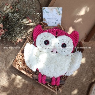 Cú macrame trang trí tường - ảnh thật-nhiều màu