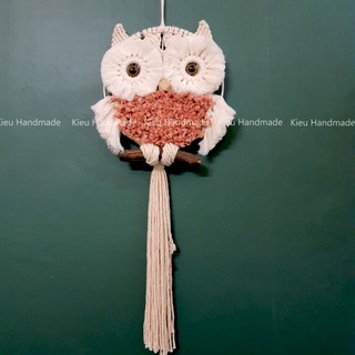 Cú macrame trang trí tường - ảnh thật-nhiều màu