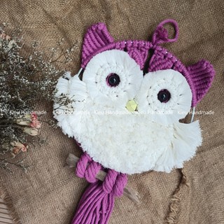 Cú macrame trang trí tường - ảnh thật-nhiều màu