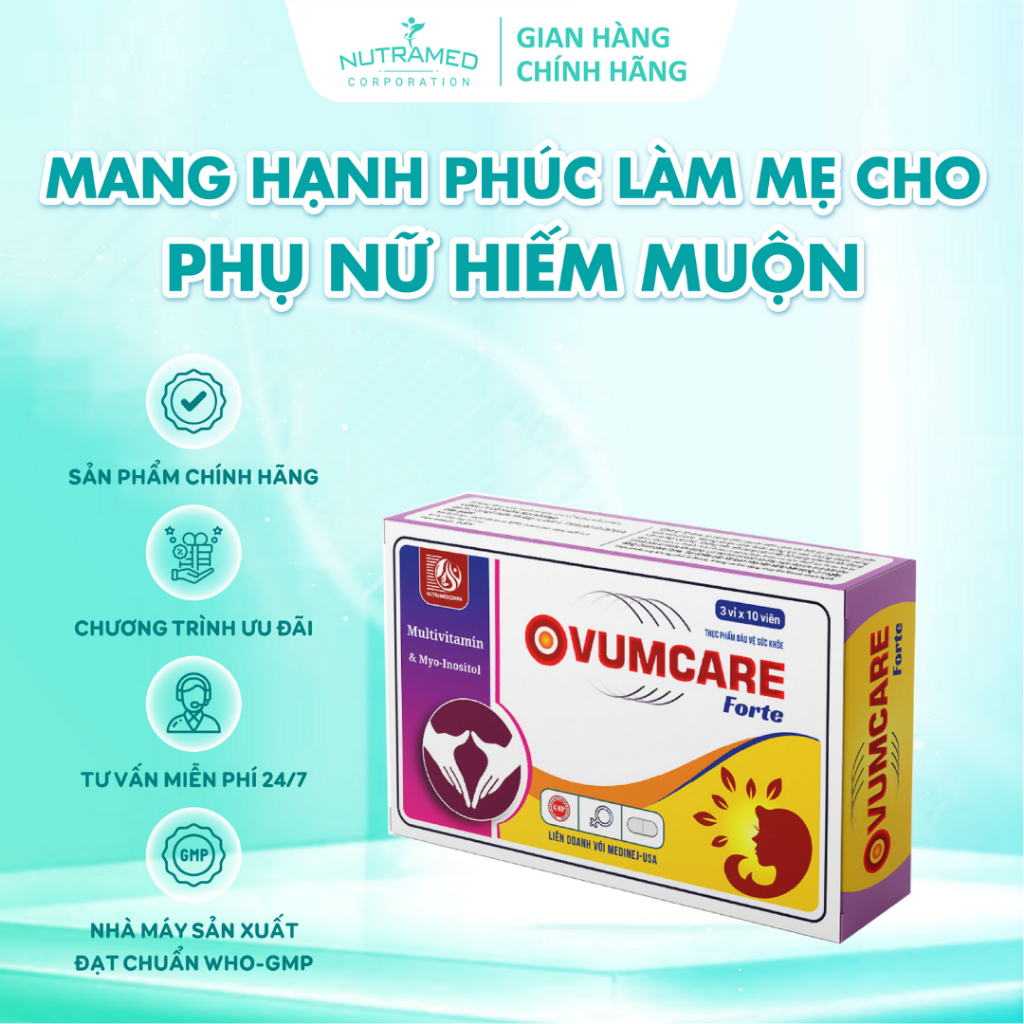 Ovumcare Forte hỗ trợ bổ sung vitamin, Myo-inositol và khoáng chất cần thiết cho phụ nữ thả bầu (30 