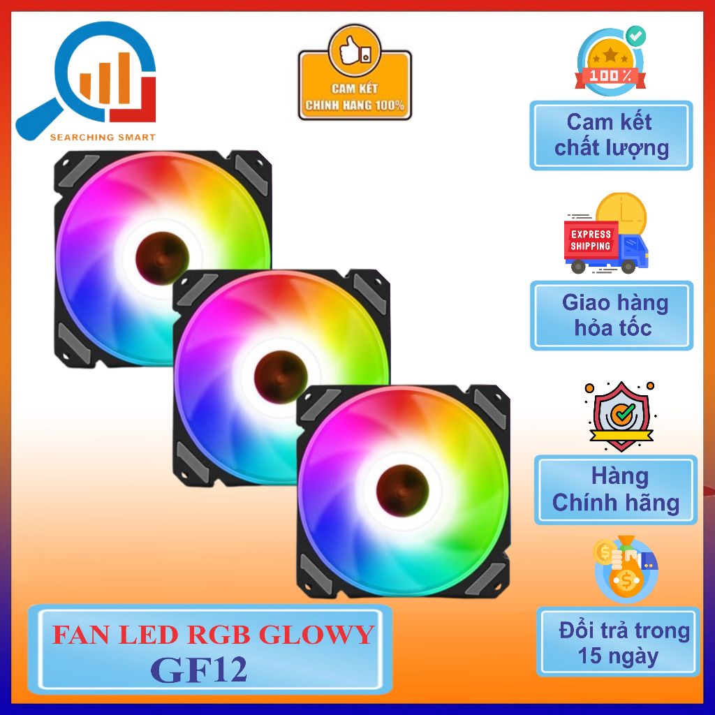 Quạt case Glowy GF12 Tản Nhiệt 4 pin , Fan Led Dùng Cho PC - Fan Case siêu đẹp