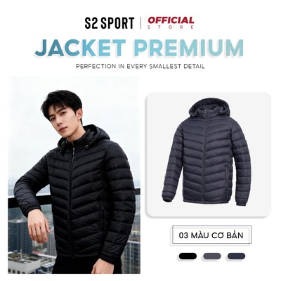 Áo khoác phao nam S2 SPORT áo khoác ngoài nam trơn cổ trụ có mũ trần bông nhẹ, giữ ấm tốt - AP01