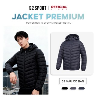  Áo khoác phao nam S2 SPORT áo khoác ngoài nam trơn cổ trụ có mũ trần bông nhẹ giữ ấm tốt - AP.01 