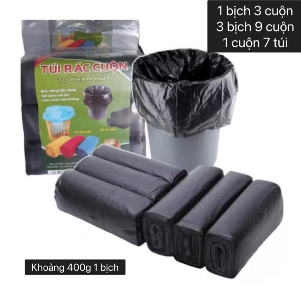 3 bịch rác đen cuộn tự phân huỷ (1 bịch 3 cuộn, tổng 3 bịch 9 cuộn, 1 cuộn 7 túi rác) size trung 55x