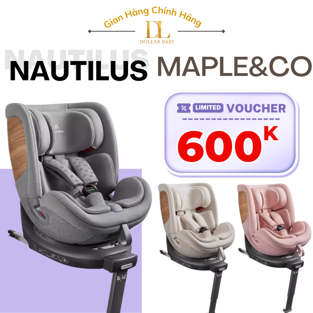 Ghế Ô Tô Maple&Co Nautilus Classic cho bé từ 0-7 tuổi, xoay 360 độ
