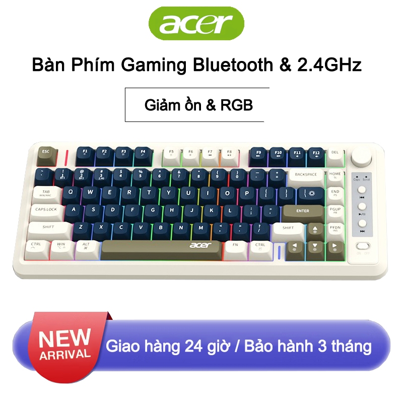 Acer OKR248 Bàn Phím Gaming Không Dây RGB | Bluetooth + 2.4GHz | 81 Phím | Cảm Giác Cơ Học
