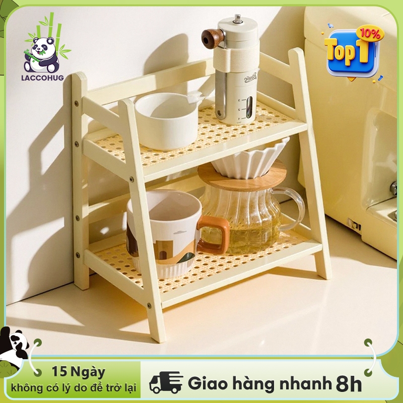 Kệ để đồ kệ lưu trữ giá để đồ hai tầng bằng tre phù hợp bếp/phòng khách/phòng làm việc chống ẩm