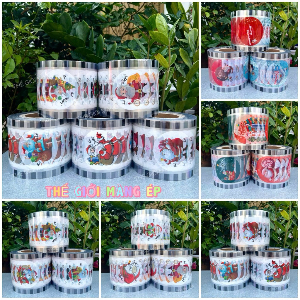 Màng Ép Ly Noel – Màng Ép Ly Trà Sữa Chủ Đề Giáng Sinh – Cuộn Màng Ép PE/PP Cho Máy Ép Ly, Hình Noel