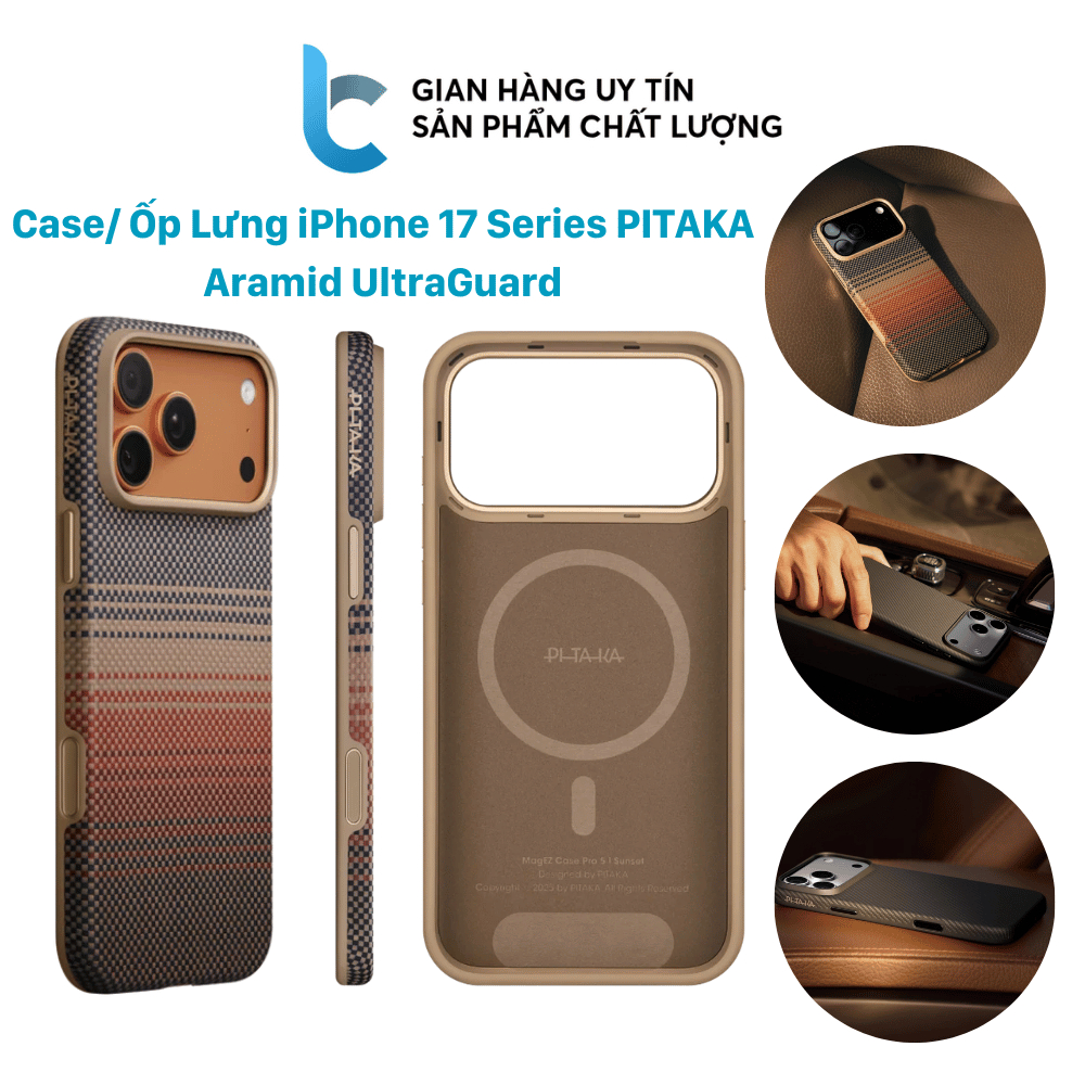 Case/ Ốp Lưng iphone 17 Series PITAKA Aramid UltraGuard Chống Sốc Tương Thích Sạc Từ Tính