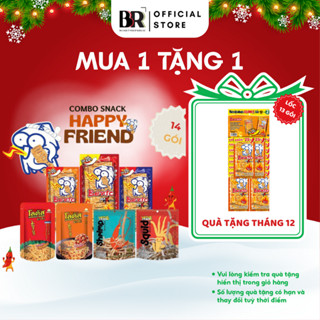  Combo 14 Gói Snack HAPPY FRIEND Mực Bento Và Bánh Que Lotus MIX LOẠI - Bim Bim Ăn Vặt Thái 