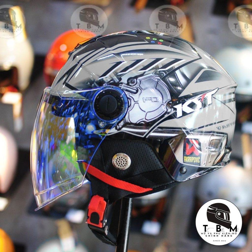 Mũ bảo hiểm 1/2 ROYAL M289(2 kính) dán tem decal MOTORACING Xám