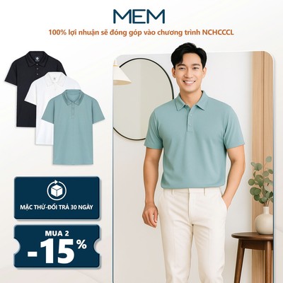 Áo polo nam trơn basic vải cá sấu cotton nam tính, thanh lịch, sang trọng