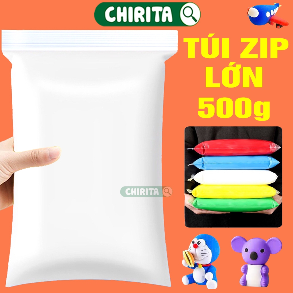 Đất Sét Tự Khô Túi Zip Lớn 500g Nhiều Màu - Đất Nặn Tự Khô Siêu Nhẹ Làm Đồ Trang Trí Handmade Đồ Chơi Trẻ Em Chirita