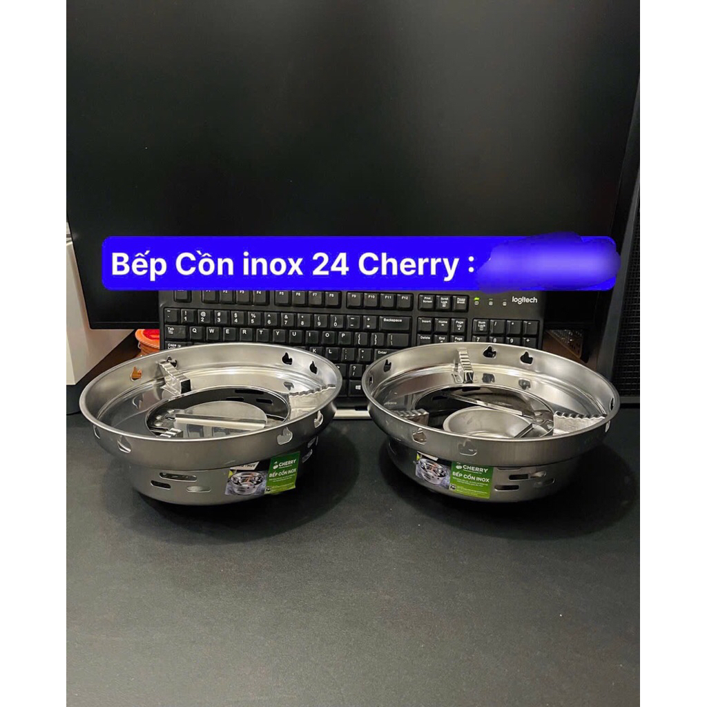 Bếp Cồn Inox 24 Cherry Mini Nấu Lẩu, Bếp Đốt Cồn Khô/Gel Cao Cấp, Bếp Công Nghiệp