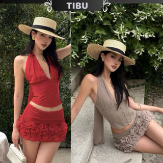  Set Áo Cổ Yếm Phối Chân Váy Viền Bèo TIBU Set Đồ Nữ Sang Chảnh Dự Tiệc Đi Chơi Tôn Dáng B472 